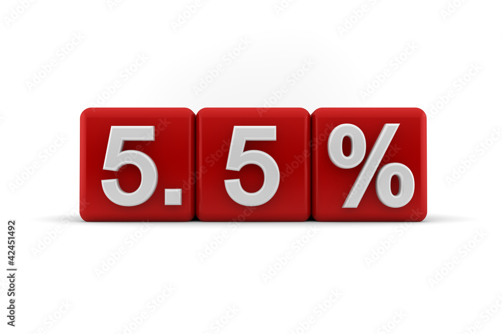 5.5 percent in white numbers on red cubes Stock Illustration | Adobe Stock