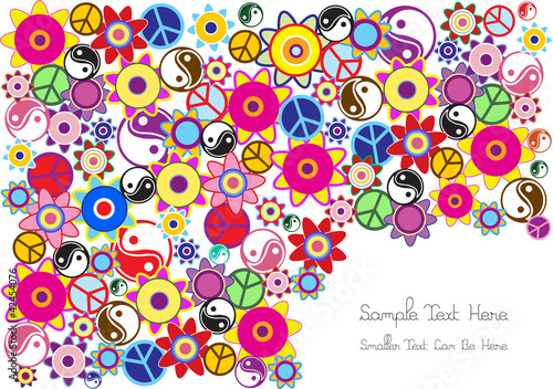 abstract hippie background design with floral motive