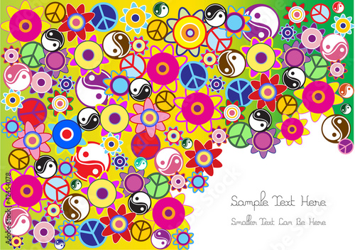 abstract hippie background design with floral motive