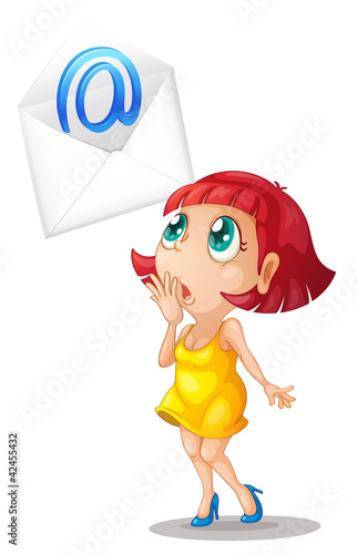 a girl with mail envelop