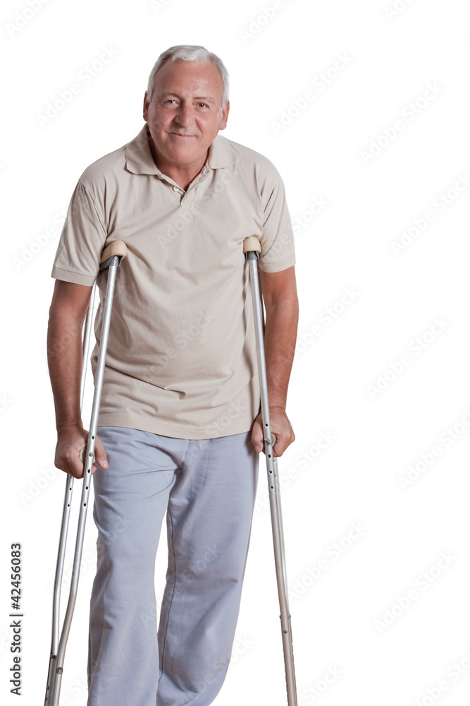 Senior Man with Crutches Senior Man with Crutches