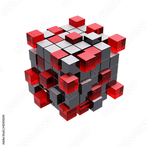Cubes construction isolated on white 3d model