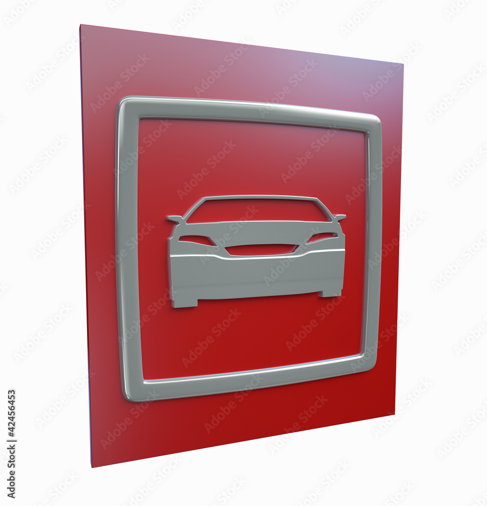 Sport car parking red sign isolated on a white background Sport car parking red sign isolated on a white background