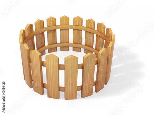 Wooden fence isolated on white 3d model