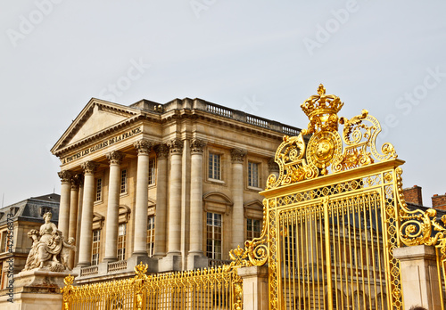 front facade of Versailles palace near Paris, France