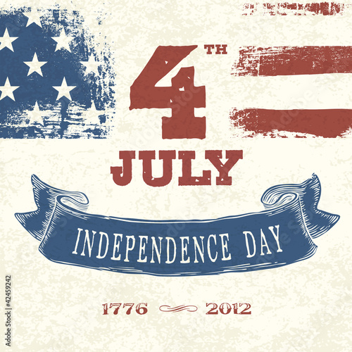 Vintage styled card for Fourth July Celebration. Vector, EPS10