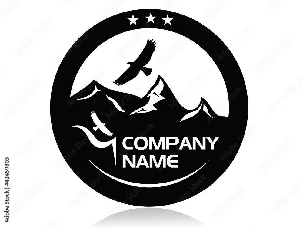 Obraz premium Mountain peaks and eagle,logo,icon,sign,vector