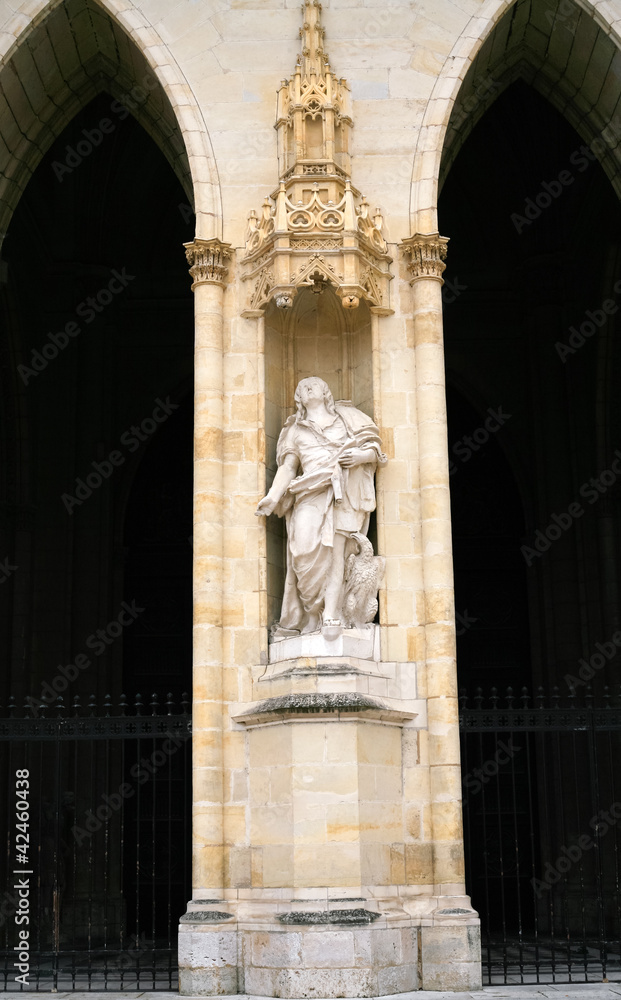 statue in wall of Orleans Cathedral