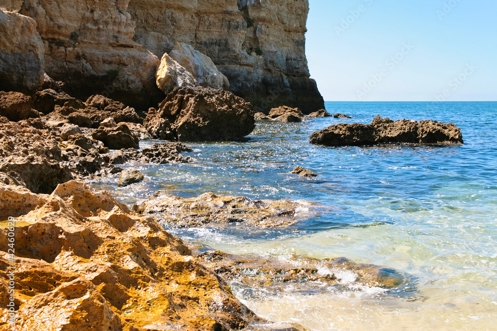 stone Atlantic beach in Algarve