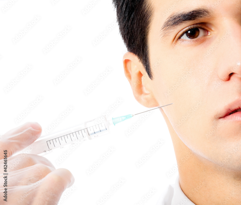 Doctor with syringe, isolated Doctor with syringe, isolated