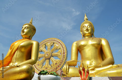 Golden Buddha statue at Wat Muang in Angthong, Thailand photo