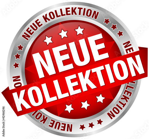 Button Banner "Neue Kollektion" rot/silber