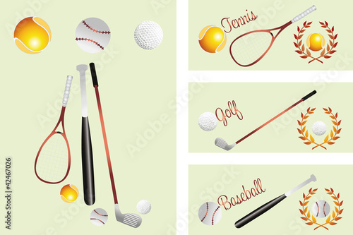 Tennis - golf - baselball  - banners with royal crests