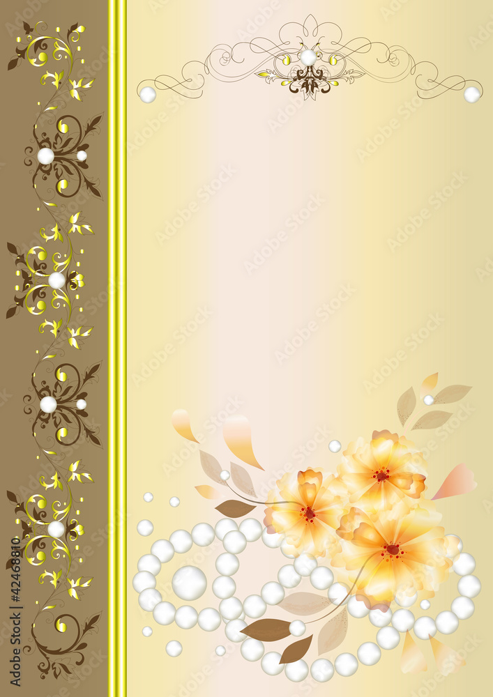 Elegant  vintage vector background with pears and swirl elements