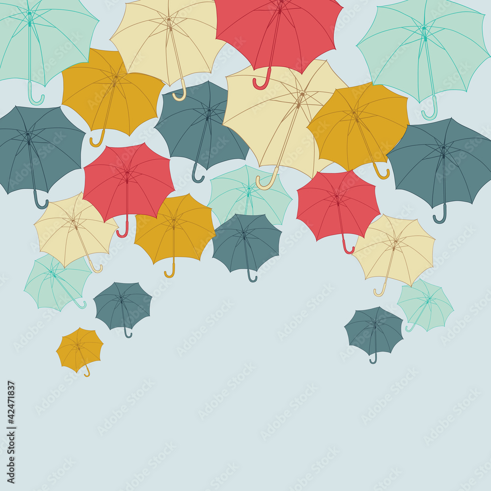 Background with collor umbrellas. Vector autumn illustration. Background with collor umbrellas. Vector autumn illustration.