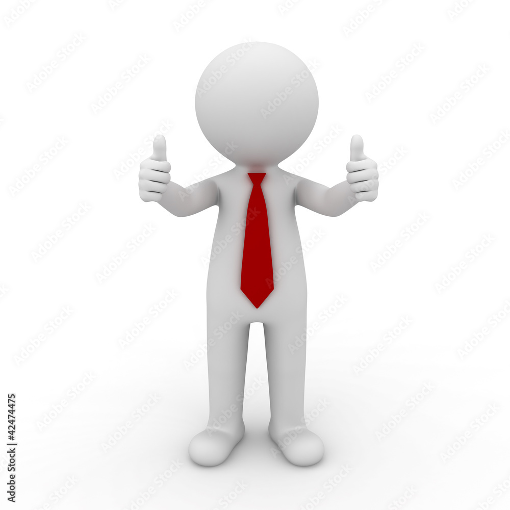 3d businessman showing thumbs up on white background 3d businessman showing thumbs up on white background
