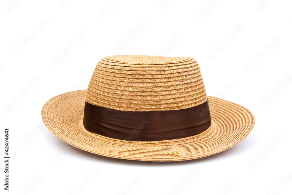 Pretty straw hat isolated on white Pretty straw hat isolated on white