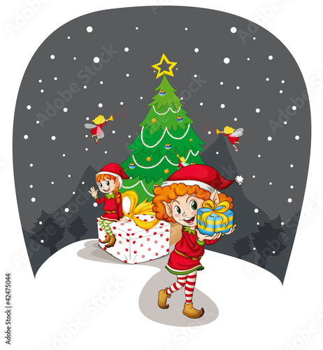 girls celebrating christmas
