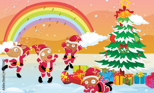 reindeers celebrating christmas