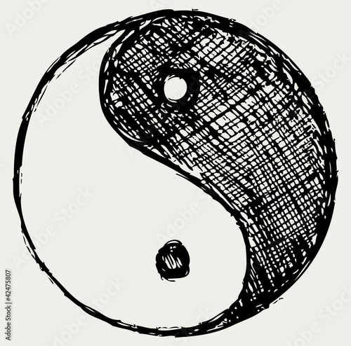 Ying yang sketch symbol