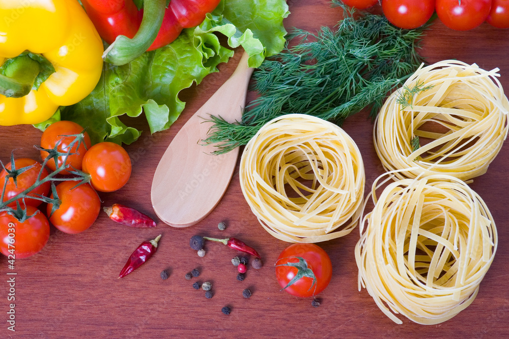 Pasta and fresh vegetables Pasta and fresh vegetables
