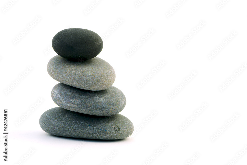 Balanced Zen stones on white Balanced Zen stones on white