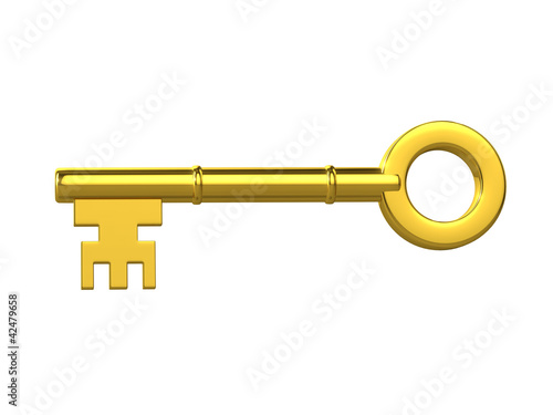 3d Golden Door key, side view