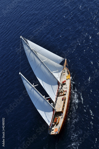 wooden luxury sailboat