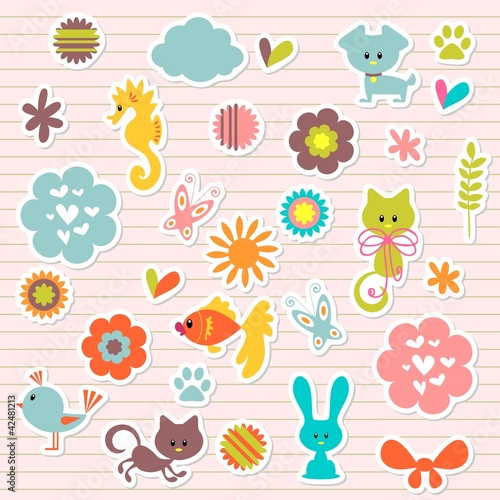 Cute babyish stickers set
