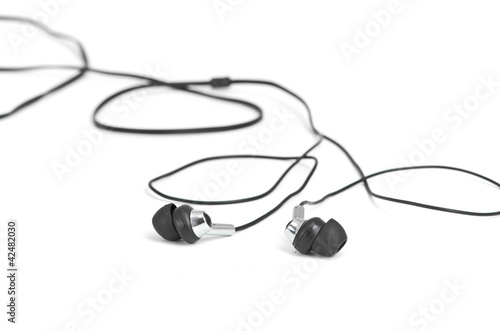 black Headphones isolated on a white background