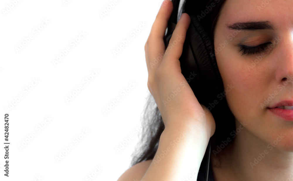 Obraz premium Pretty Young Girl Listening To Music