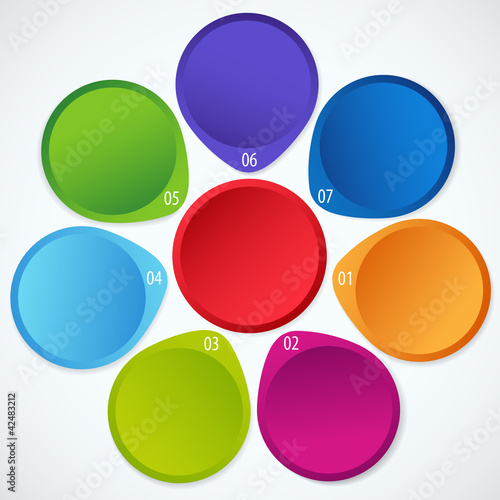 Conceptual illustration of colorful circular banners with arrows