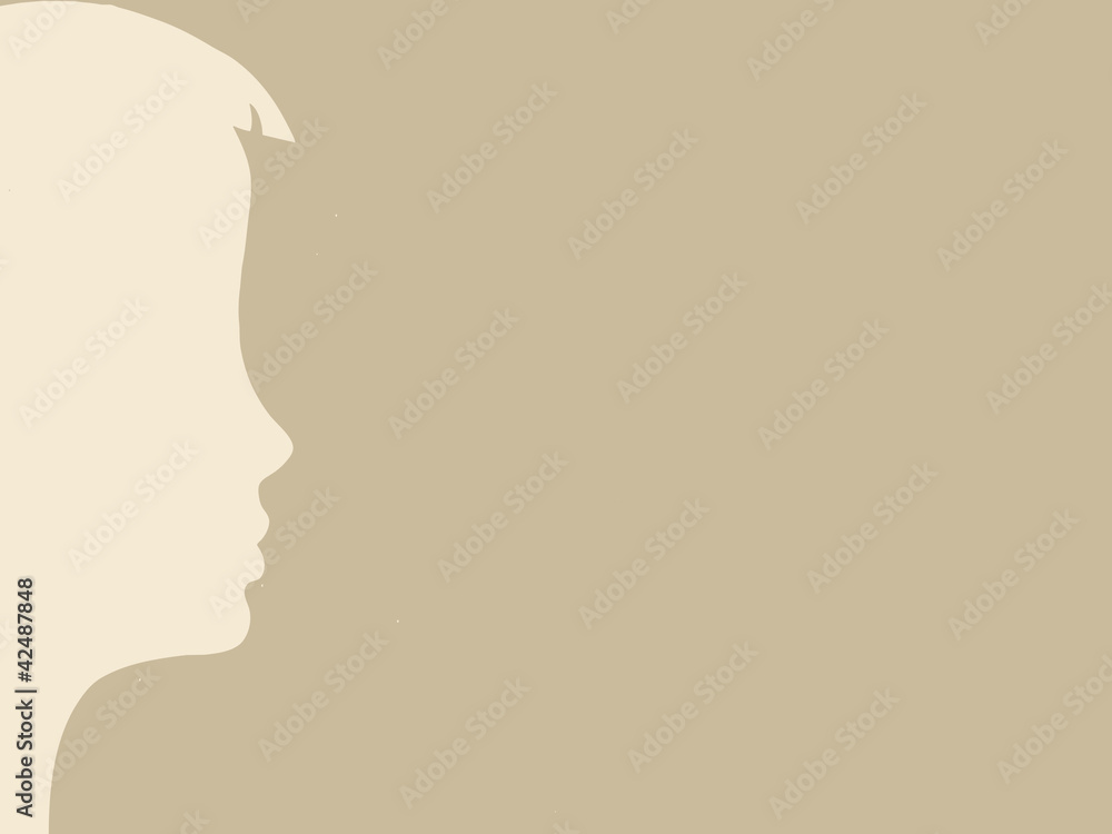 head silhouette on brown background