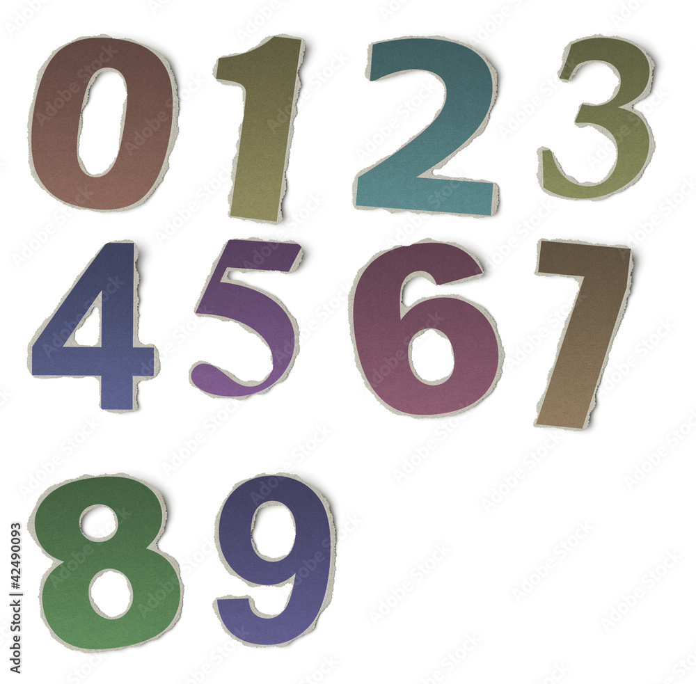 Obraz Numbers and letters collection, vintage alphabet based on newspa