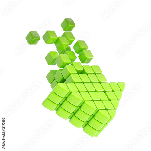 Technology cube arrow green plastic icon