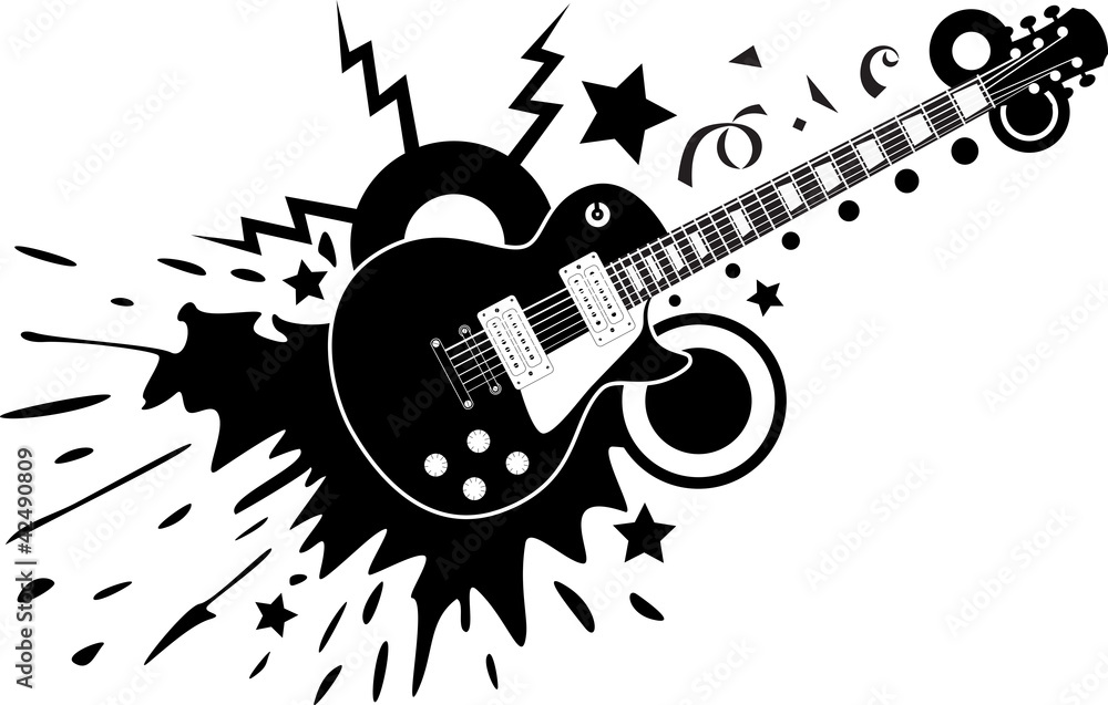 guitar black vector - obrazy, fototapety, plakaty 