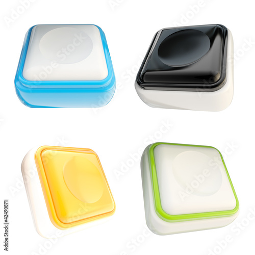 Set of glossy plastic buttons isolated