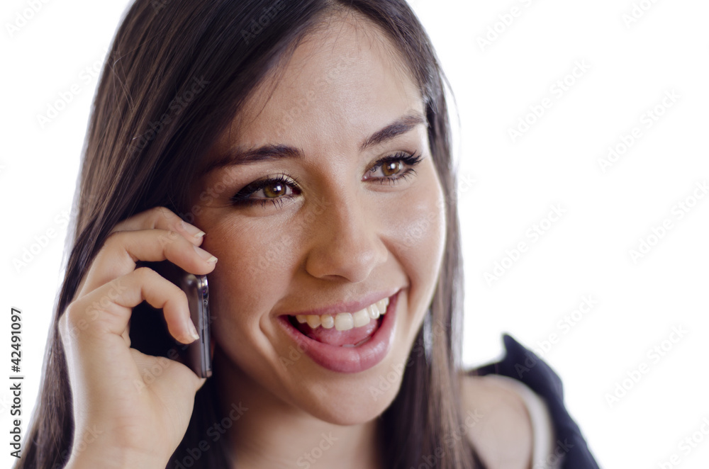 Cute young woman making plans over the phone Cute young woman making plans over the phone