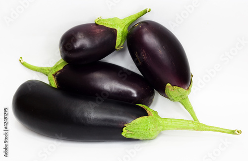 Eggplants on white with clipping path