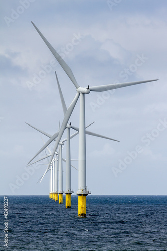 Row of offshore windmill