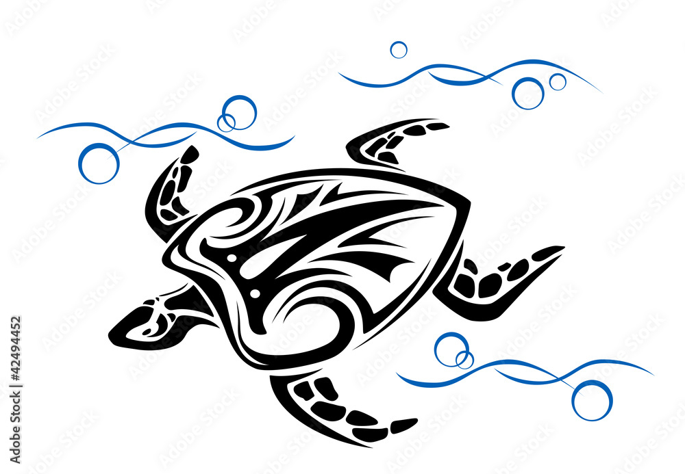 Fototapeta premium Old turtle swim in water