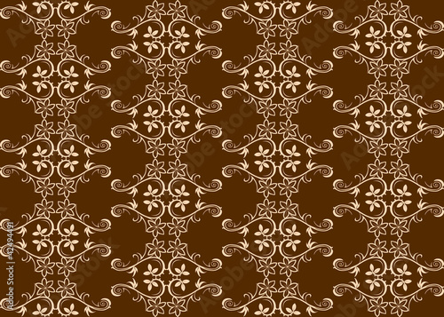 Brown seamless background with floral patterns