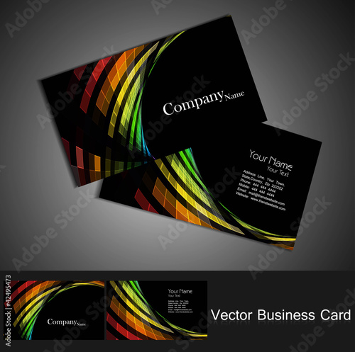 abstract black bright colorful business card set vector