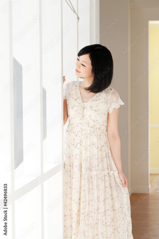 Beautiful young woman relaxing in the room Beautiful young woman relaxing in the room
