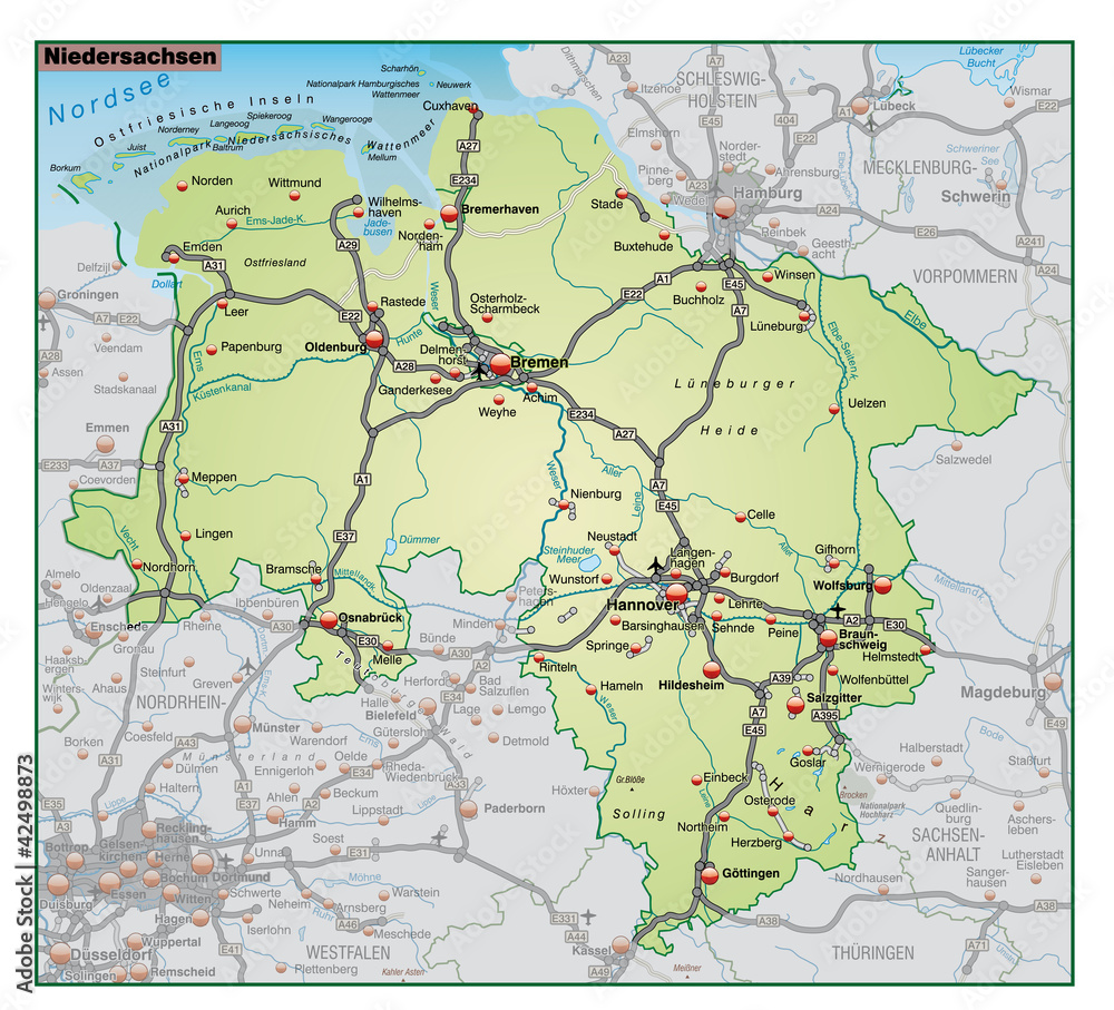Niedersachsen als Umgebungskarte