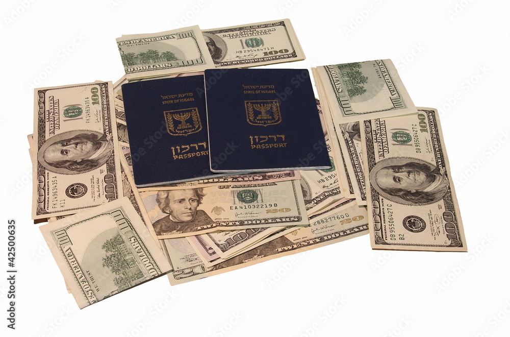 Israeli passports and paper money Israeli passports and paper money