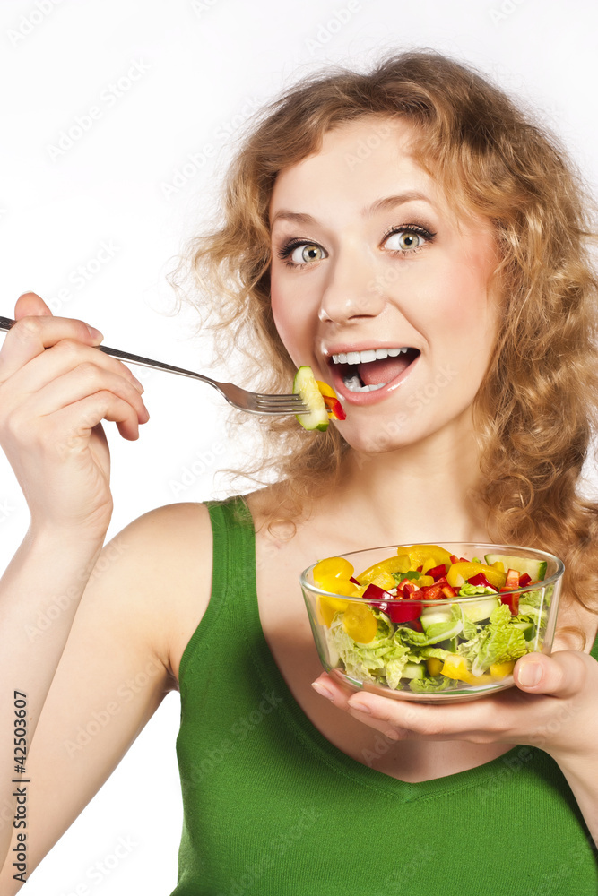 Healthy lovely woman, with salad Healthy lovely woman, with salad