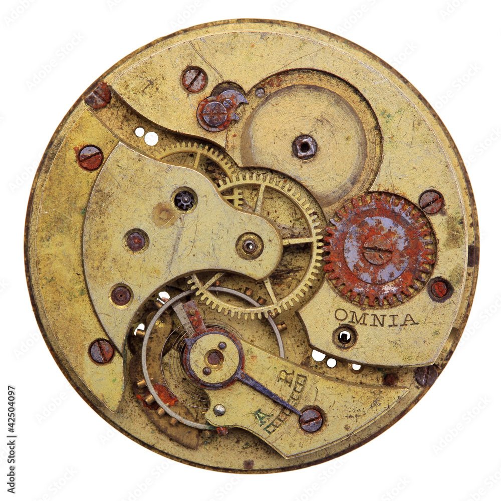 Close-up of a vintage rusty clock