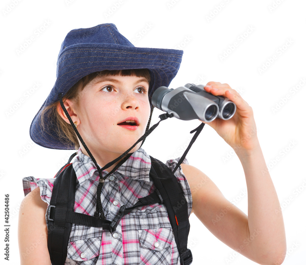 Teen girl with binocular Teen girl with binocular