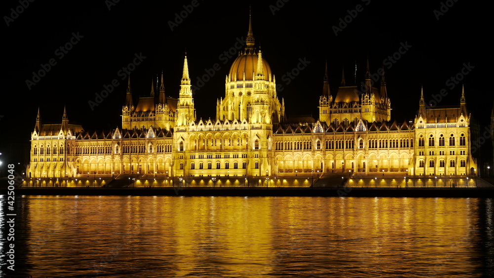 Parliament reflection on Danube river